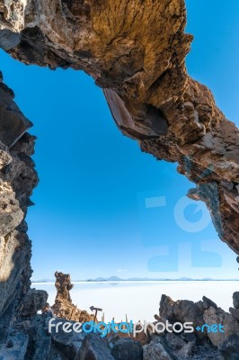 Salt Lake Uyuni In Bolivia Stock Photo