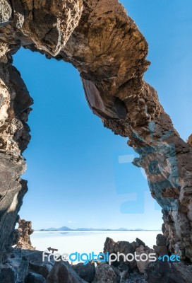 Salt Lake Uyuni In Bolivia Stock Photo