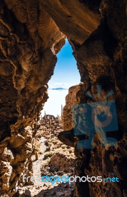 Salt Lake Uyuni In Bolivia Stock Photo