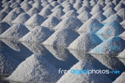 Salt Mine In Salt Farm And Reflections Stock Photo