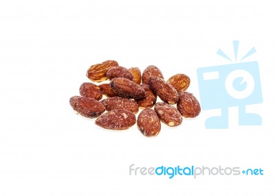 Salted And Roasted Almonds Is Snack.isolate Stock Photo