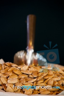 Salted Dry Almonds Stock Photo