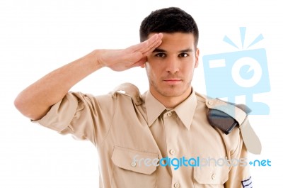 Saluting Soldier Stock Photo