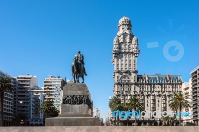 Salvo Palace On The Independence Square, Montevideo, Uruguay Stock Photo