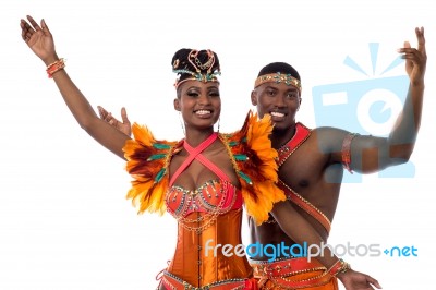 Samba Dancers Filled With Enthusiasm Stock Photo