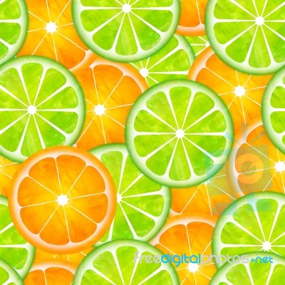 Sameless Lemon And Orange Pattern Painting With Texture Stock Image