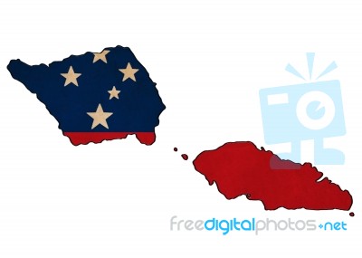 Samoa Map On  Flag Drawing ,grunge And Retro Flag Series Stock Image