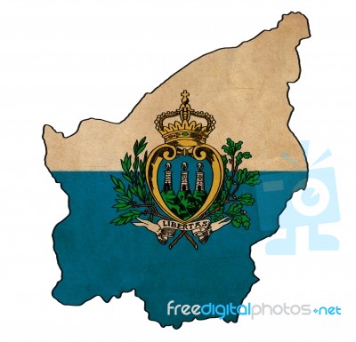 San Marino Map On  Flag Drawing ,grunge And Retro Flag Series Stock Image