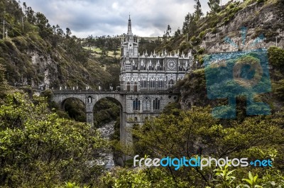 Sanctuary Of Our Lady, Las Lajas, Colombia Stock Photo