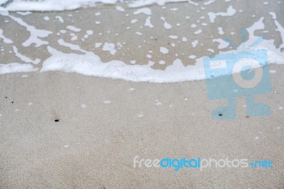 Sand Beach With Blue Ocean Stock Photo