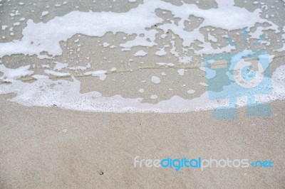 Sand Beach With Blue Ocean Stock Photo