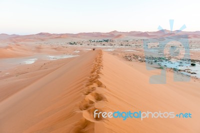 Sand Dune In The Namibian Desert Near Sossusvlei In Namibia Stock Photo