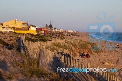 Sand Dunes Of Faro Beach Stock Photo