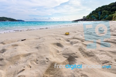 Sand On Beach At Similan Island In Thailand Stock Photo