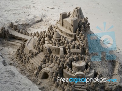 Sand Sculpture On The Bank Of The River Thames Stock Photo