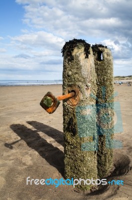 Sandsend Groynes - Sandsend Stock Photo