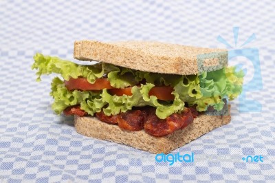 Sandwich With Chorizo Stock Photo