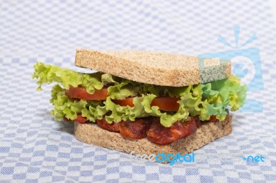 Sandwich With Chorizo Stock Photo