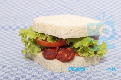 Sandwich With Chorizo Stock Photo