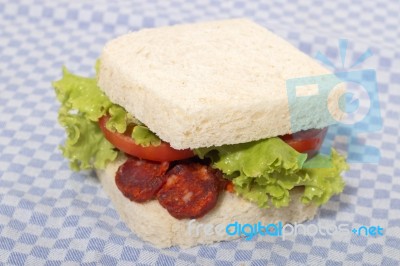 Sandwich With Chorizo Stock Photo