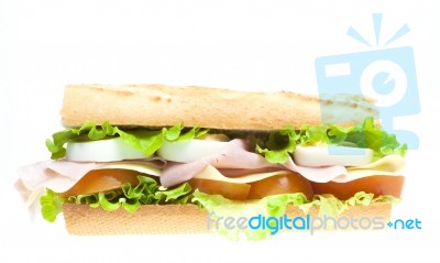 Sandwich With Lettuce, Tomato, Ham Stock Photo