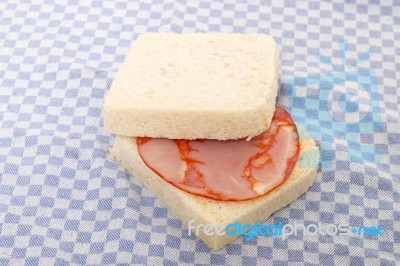 Sandwich With Paio Sausage Stock Photo