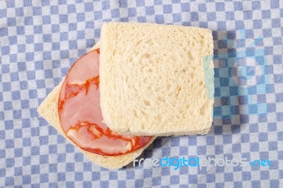 Sandwich With Paio Sausage Stock Photo