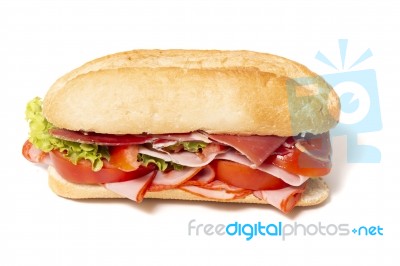 Sandwich With Paio Sausage And Ham Stock Photo