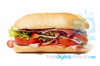 Sandwich With Paio Sausage And Ham Stock Photo