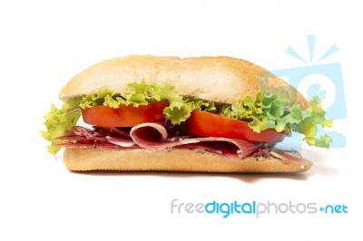 Sandwich With Smoked Cured Ham Stock Photo