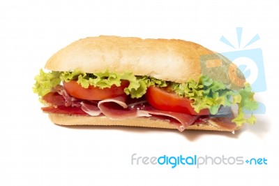 Sandwich With Smoked Cured Ham Stock Photo