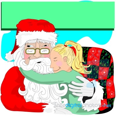 Santa And A Happy Little Girl Stock Image