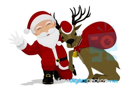 Santa And His Reindeer Stock Image