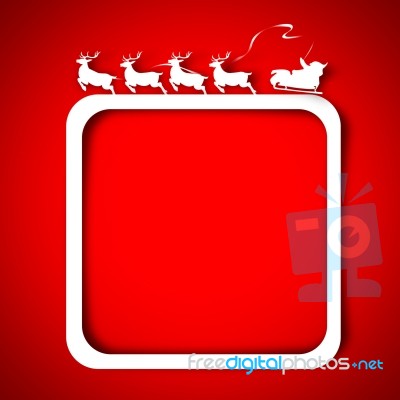 Santa And Reindeer Over Red Stock Image