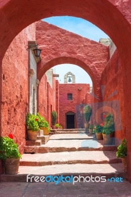 Santa Catalina Monastery, Arequipa, It's The Most Important Reli… Stock Photo