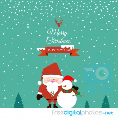 Santa Claus And Snowman On Christmas Day Stock Image