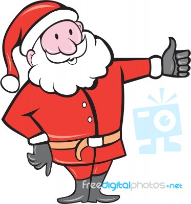 Santa Claus Father Christmas Thumbs Up Cartoon Stock Image