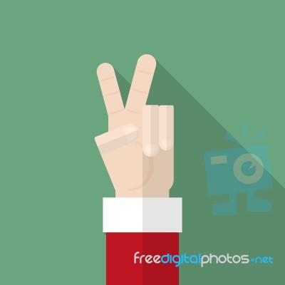 Santa Claus Hand Show Victory Sign Stock Image