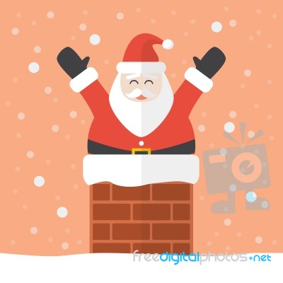 Santa Claus In Chimney Stock Image