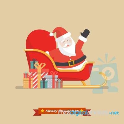 Santa Claus On A Sleigh With Piles Of Presents Stock Image