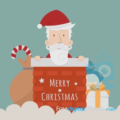 Santa Claus Standing Gift Boxes Falling Down Around Him Stock Image