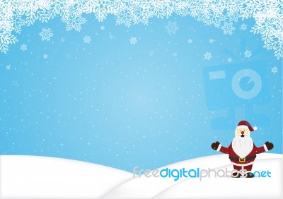 Santa Claus Standing Snow Hill Christmas Background Stock Image