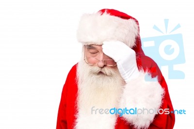 Santa Claus Stressed Out Expression ! Stock Photo