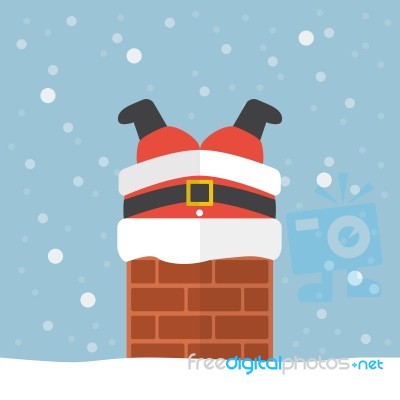 Santa Claus Stuck In The Chimney Stock Image