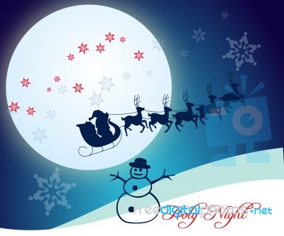 Santa Claus With Sleigh In The Sky Stock Image