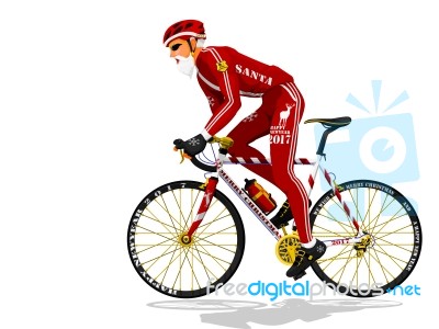 Santa Cyclist Stock Image