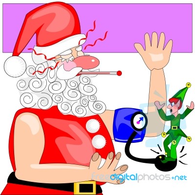 Santa Does Not Feel Well Stock Image