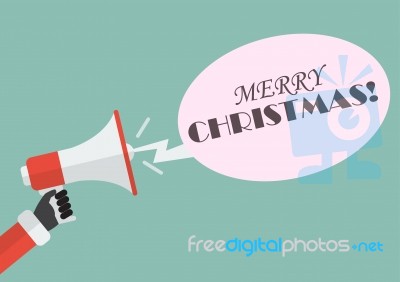 Santa Hand Holding Megaphone With Word Merry Christmas Stock Image