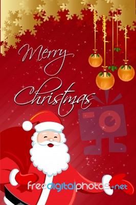 Santa On Christmas Card Stock Image