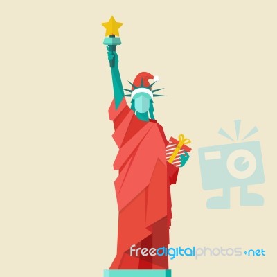 Santa Statue Of Liberty Stock Image